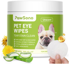 Eye Wipes for Dogs Cats, Natural Hypoallergenic Cleaner, Remove Tear Stains, 100