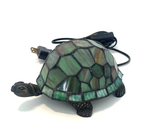 VTG Stained Glass Tiffany Style Tortoise/Turtle Accent Lamp Night Light Work!