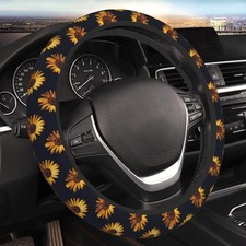 Yellow Sunflowers Steering Wheel Cover, Anti-Slip High Elastic Sunflower