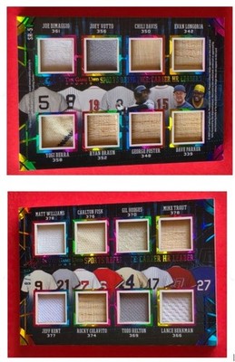 Joe DiMaggio JERSEY Card #8/30 Yogi Berra MIKE TROUT Joey Votto PARKER Fisk Kent