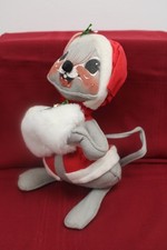 Vintage ANNALEE Christmas MOUSE with Hand Warmer Muff 16”