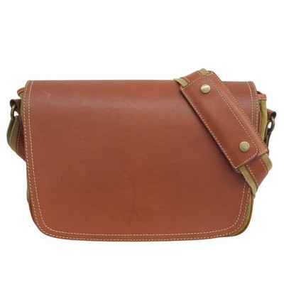 Tsuchiya Kaban Camera Sampo Leather Shoulder Bag Brown Khaki Auth Made in JAPAN