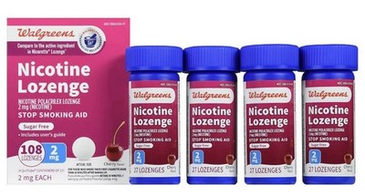 Walgreens 2mg Nicotine Lozenges Cherry Flavor (108) Total Exp 06/26