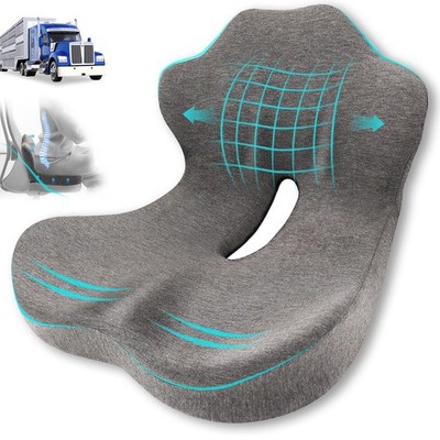 Memory Foam Seat Cushion with Lumbar Support for Truck Drivers & Office Use