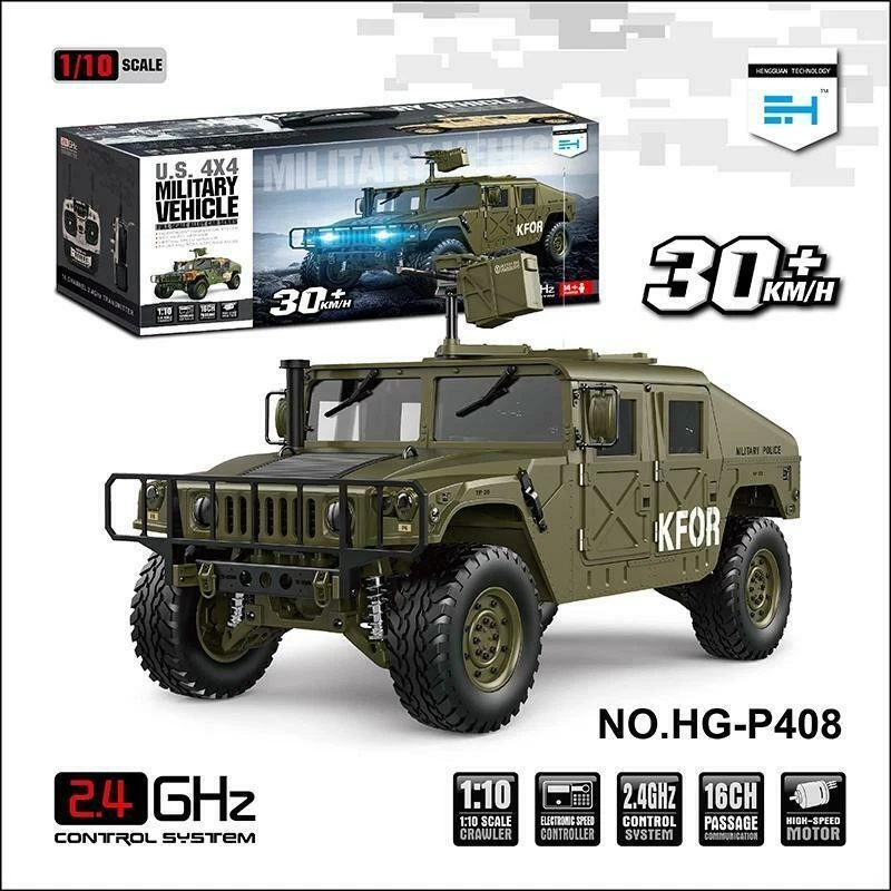 HG P408 4x4 1/10 2.4G RC U.S. Military Vehicle Racing Car 2Speed W/ESC Motor - Image 2 of 4