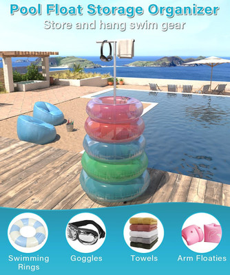 Pool Float Holder Storage Rack, 22   X 63.7   Metal Pool Floats Organizer for...