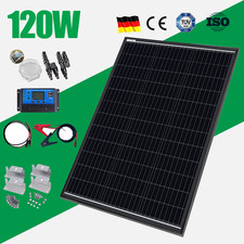 120W Full Blak Solar Panel Kit 12V Battery Charger Controller Trailer Camper Van