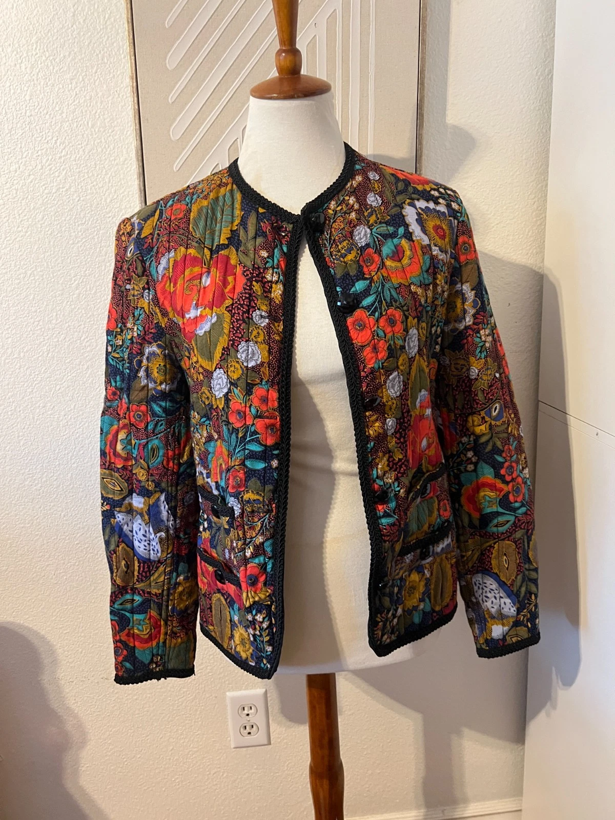 Vintage Howard Wolf Womens Boho Floral Quilted Jacket Sz 6 Artsy Folk Cottage