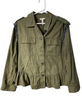 Matilda Jane Utility Jacket Size Small Moments with You Letterman Jacket Green
