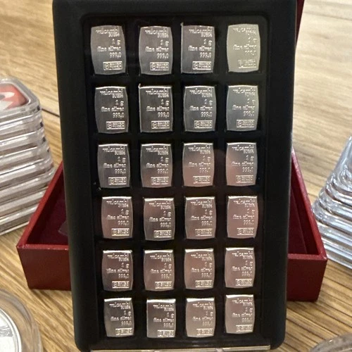 24 X 1g Silver Valcambi Suisse solid silver bars 999 Bullion In Element Card