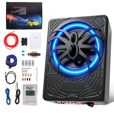 10'' 1200 Watt Untersitz-Aktiv-Subwoofer + Kabelset Auto Verstärker Lautsprecher