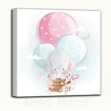 Quadro moderno bambini elefantino con palloncini |Q704|Decorazione per cameretta
