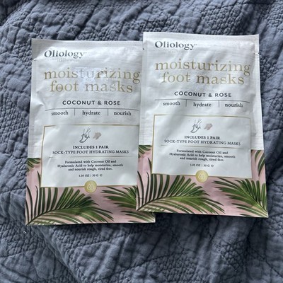 Coconut & Rose Moisturizing Foot Mask 2 Pair  for Dry Cracked Feet NEW