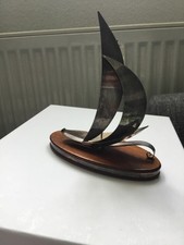 Segelschiff Schiff aus Silber 800 gestempelt auf Holzplatte Boot Modell