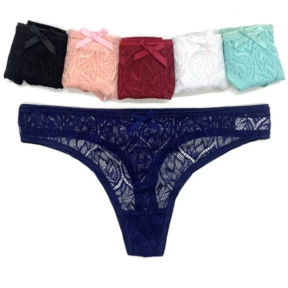 Damen Strings Spitze 6er Set Spitzentangas mehrfarbig sexy Lace Panty 6 Stück - Bild 4 von 4