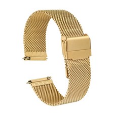 316L Stainless Steel Mesh Watch Band 21mm Quick Release Adjust Strap, Gold