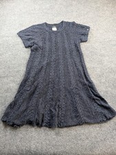 CHANEL Auth Alpaca Wool Cable Knit Dress Navy Blue P42082 Sz 38 Medium CC Button