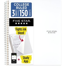 Five Star Spiral Notebook Study App, 3 Subject, 1 Count Pack of 1 , White