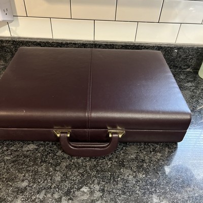 Vintage Samsonite  Burgundy Leather Briefcase Genuine Cowhide