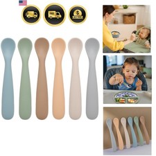 Baby Spoons, 6 Pack First Stage Silicone Feeding Spoons, Soft Tip Feeding Bab...