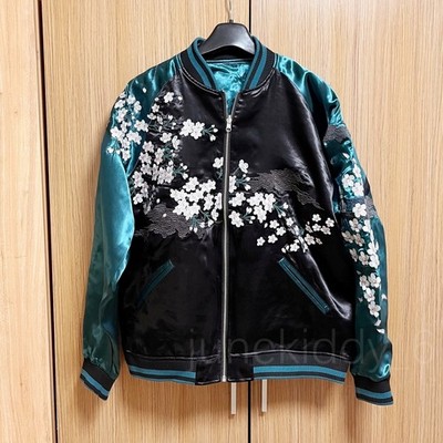 SAPEur Souvenir Jacket Skeleton スカジャン M Reversible Skull Embroidered TT11783 Black Velvet Suka Jacket