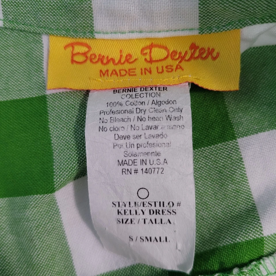 Vestido Bernie Dexter Verde Cuadros Retro Frontal Cremallera Ajuste y Acampanado Rockabilly EE. UU. Pequeño Foto 3 de 4