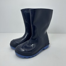 Rain Boots Kids Boys Size 7-8 Blue Rubber School Fall Classic Preppy Outerwear