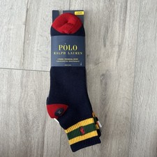 Polo Ralph Lauren Technical Sport Socks 3 Pack Striped Pony Fits Sizes 12-17 XL