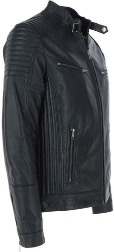 Men's Biker Leather Jacket Genuine Real Leather Motorcycle Style Coat Zip Up – B - Picture 2 of 4