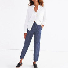 Madewell Women Blue Ascot Tile Trouser Ankle Track Trouser Pants Size XS