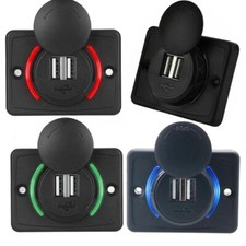 12V 3.1A Dual USB Car Charger 2Port Adapter Power Socket Charging Panel Mount UK