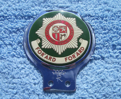 VINTAGE 1960s LEICESTERSHIRE&RUTLAND FIRE SERVICE CAR BADGE~BRIGADE FIREMAN RARE