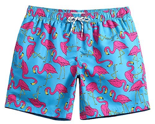 Mens Beach Swim Trunks Mixed Cat Octopus Vintage Boxer Swimsuit Underwear Board Shorts with Pocket