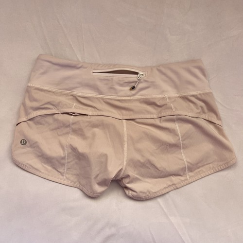 Lululemon Speed Up Shorts 4 Way Stretch striped pink white back pocket sz 4 - Picture 2 of 7