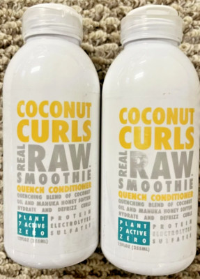 2 New Coconut Curls Real Raw Smoothie Quench Conditioner Hydrate Hair - 12 oz