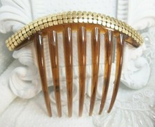 Mid Century Look Gold tone metal mesh large french hair comb, Wedding hair comb