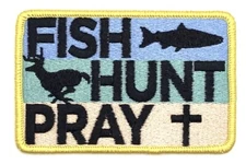Fish Hunt Pray Christian Hunter Faith Throwback Brand Patch Cap Hat Iron On