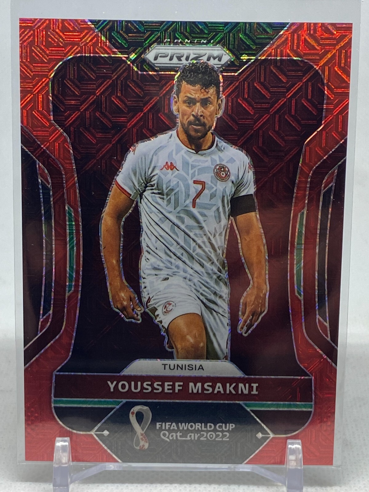2022 Panini Prizm World Cup Qatar Red Mojo #198 Youssef Msakni /99 SP Tunisia