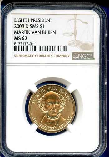 2008 D NGC SMS MS67 President Martin Van Buren $1 US Mint Coin 2008-D MS-67