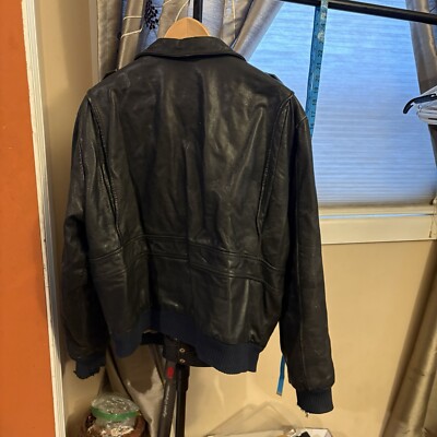 AVIREX Men's Vintage Black Leather TYPE G-2 FLIGHT JACKET MEN SZ L