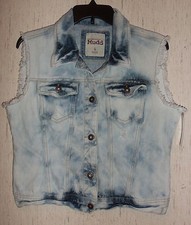 Nwt Womens Mudd Distressed Acid Wash Blue Jean Trucker Vest Size L