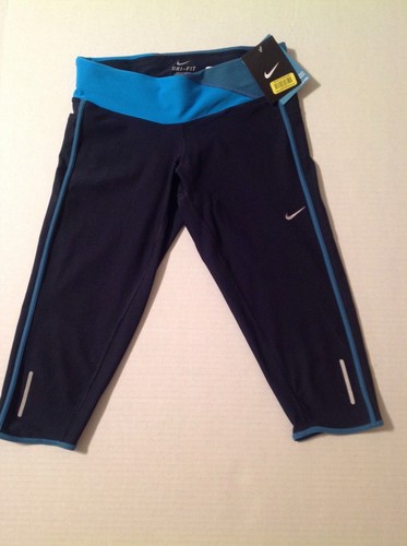 NUEVO CON ETIQUETAS XS Nike Mujer Capri Leggings Cortos En Azul Oscuro - Imagen 1 de 7