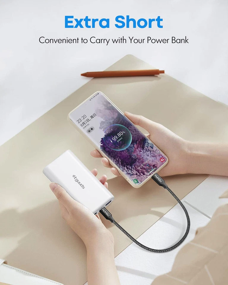 2x 1ft Short USB C to USB C Charger Data Cable for iPad Air iPad Pro iPhone 15 - Image 3 of 4