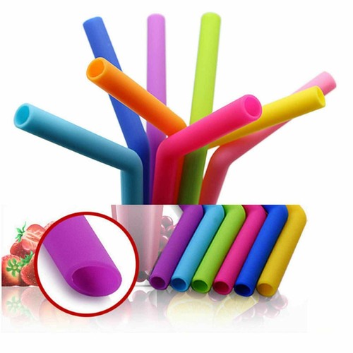 6 pajitas reutilizables de silicona premium extra largas y anchas + 2 cepillos limpios - Imagen 4 de 12