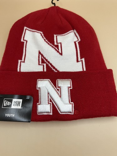 Nebraska University Beanie hat Youth Red knit logo official product - Foto 1 di 3