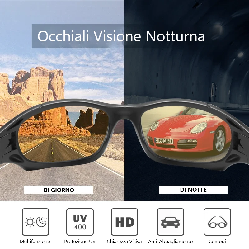 OCCHIALI DA SOLE UOMO DONNA POLARIZZATI GUIDA SPORT LAVORO UV400 NERI COLORATI - Immagine 2 di 4