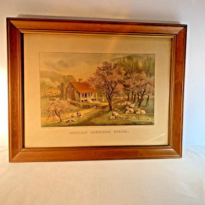 Vintage 1869 Currier & Ives American Homestead Spring Lithograph | eBay