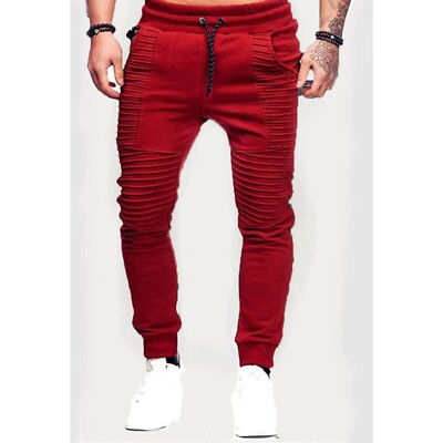 Alpha Killaz Jogger Pants Men's Medium Red Pleated Skinny Slim Fit Slash Pockets