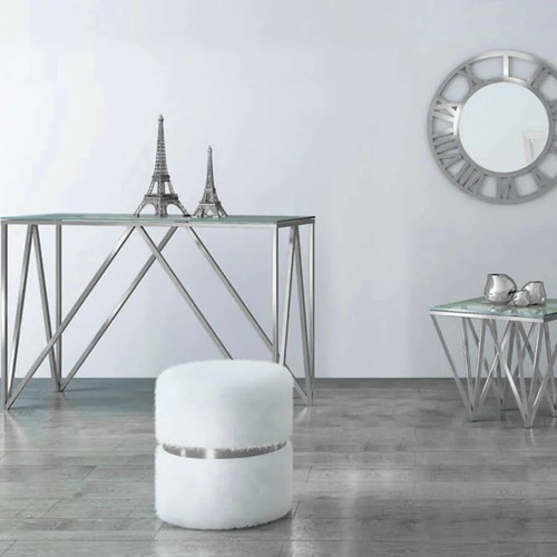 Smoked Glass & Chrome Console Table Brand New Home Furnishings Free Shipping New - Picture 2 of 5