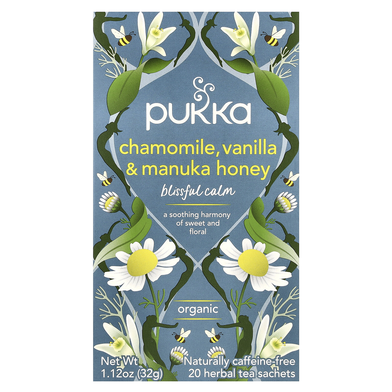 Органический травяной чай с ромашкой ванилью и медом Манука без кофеина 20 г 2290₽